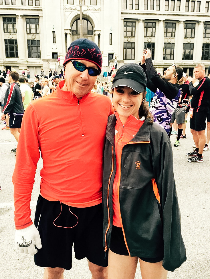 Jen Lyman, dietitian at New Leaf Nutrition, and her dad at Go St. Louis marathon